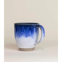 Großer Becher Tasse Blau-Weiß Verlaufend Mare 400Ml - Keramik Kaffeebecher Keramikbecher Teetasse Handarbeit Aus Portugal von Geschirrkultur