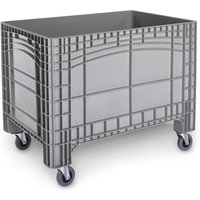 Großbehälter XL, HxBxT 800 x 1.200 x 800 mm, 535 Liter, 4 Lenkrollen mit Bremse, grau von ALPHA Paletten