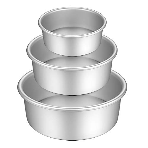 Gesentur Kuchenform Rund, Backformen Set aus Eloxiertem Aluminium Antihaftbeschichtung, mit Abnehmbar Auslaufsicher Boden, 3 Größen Enthält 13.7cm/19.7cm/25cm von Gesentur