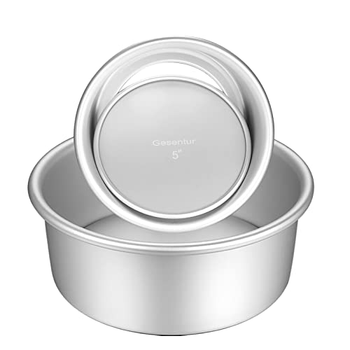 Gesentur Kuchenform Rund Backformen Set aus Eloxiertem Aluminium Antihaftbeschichtung, mit Boden Abnehmbar (1, 2 Größen (5"/ 7")) von Gesentur