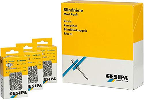 Gesipa 0/2954/000/3,0/6/ /99 Blindniete Mini-Pack Stahl St. = 1 Paket, 3 x 6, 100 Stück, Grau von Gesipa