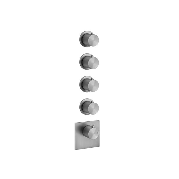 Gessi 316 Fertigmontage-Set Unterputz-Thermostat, vertikalen Montage, 4 separate Wege, einzelne Rosetten, 54508, Farbe: Metall Schwarz gebürstet PVD - 54508707 von Gessi