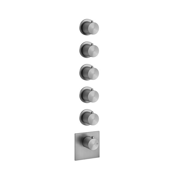 Gessi 316 Fertigmontage-Set Unterputz-Thermostat, vertikalen Montage, 5 separate Wege, einzelne Rosetten, 54510, Farbe: Schwarz XL von Gessi