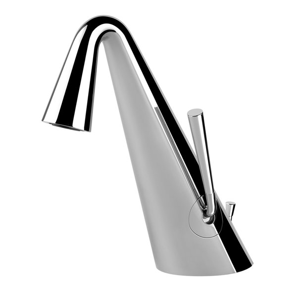 Gessi Cono Waschtisch-Einhebelmischer, mit Ablaufgarnitur 1 1/4, Ausladung 122 mm, 45002, Farbe: Weiß CN von Gessi