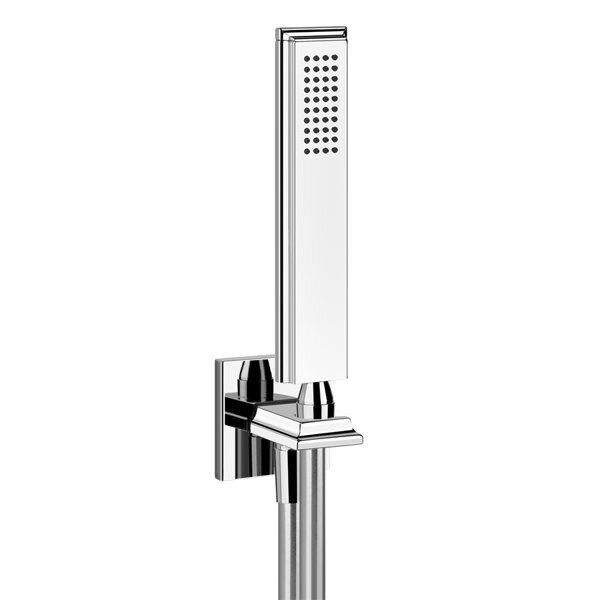 Gessi Eleganza, Brause-Set Eleganza, mit Wandanschlussbogen 1/2 mit Halterung, Schlauch 150 m und Antikalkbrause Eigensicher Handbrause aus Metall, 46127187 von Gessi