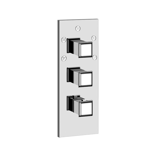 Gessi Eleganza, Fertigmontageset, für Hochleistungs-Thermostat für 3 bis 5 Verbraucher/Ausgänge für Unterputzkörper, Nur ein Verbraucher kann mit der Umlenkkartusche angesteuert werden , 46212, Farbe: Warm Bronze PVD von Gessi