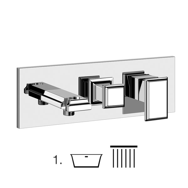 Gessi Eleganza, Fertigmontageset, für WANNE-Einhebelmischer, mit 2-Wege Umstellung und Wandanschlussbogen, mit Halterung, ergänzend mit Brauseschlauch und einer Handbrause, 46140, Farbe: Kupfer PVD von Gessi