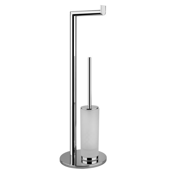 Gessi Emporio Ständer mit Papierrollenhalter und Toilettenbürstengarnitur aus satiniertem Glas, 38935, Farbe: Chrom von Gessi