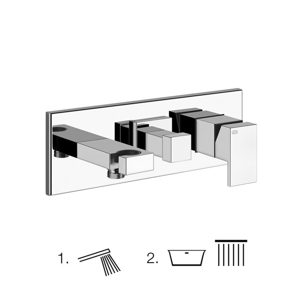 Gessi Fertigmontageset für BRAUSE-Einhebelmischer mit 2-Wege Umstellung, direkter Wandanschlussbogen, Halterung, zu ergänzen mit Brauseschlauch und Handbrause, 44910, Farbe: Kupfer PVD von Gessi