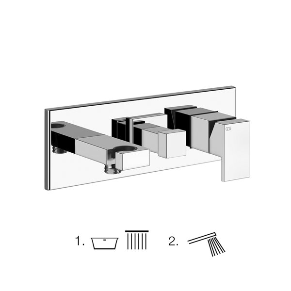 Gessi Fertigmontageset für WANNE-Einhebelmischer mit 2-Wege Umstellung, direkter Wandanschlussbogen mit Halterung, ergänzen mit Brauseschlauch und Handbrause, 44911, Farbe: Finox Optik von Gessi