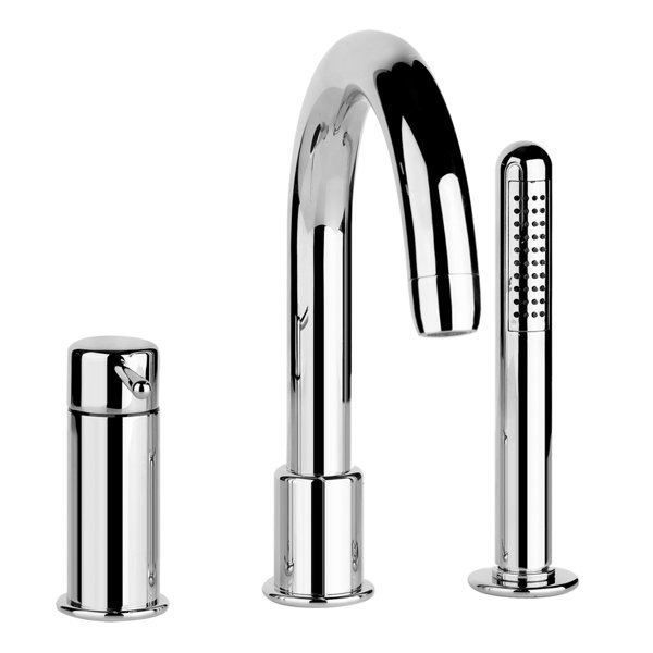 Gessi Goccia Dreiloch-Wannenrand-Armatur, integrierter Umsteller im Auslauf, Metall-Brauseschlauch ohne Rückholfeder, Antikalk-Handbrause, 33637, Farbe: Messing Antik von Gessi