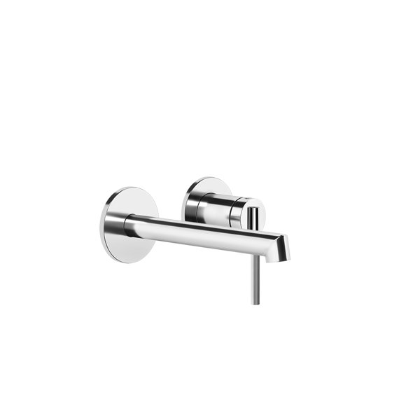 Gessi Ingranaggio Fertigmontageset für Unterputz-Einhebelmischer, Waschtisch mit einzelnen Rosetten D=65 mm, Auslauf 160-130 mm, 63581, Farbe: Finox Optik von Gessi