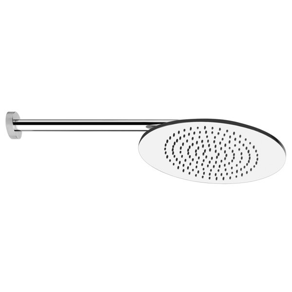 Gessi Ovale, Antikalk-Kopfbrause, 270x205 mm mit Gelenk und Wandarm 330 mm, 1/2 Anschluss, 23148, Farbe: Finox Optik von Gessi