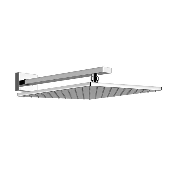 Gessi Rettangolo Antikalk-Kopfbrause 300x300 mm mit Gelenk und Wandarm, 1/2 Anschluss. Bei 3 bar Druck ca. 23 l/min, 15185, Farbe: Metall Schwarz PVD von Gessi