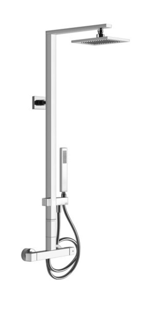 Gessi Rettangolo Duschsäule mit Aufputz-Thermostat, automatischer Umstellung, Höhe 106 cm, mit Kopfbrause 216x140 mm und Handbrause, 23447149 von Gessi