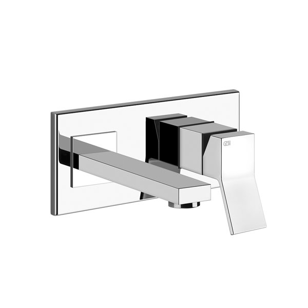 Gessi Rettangolo K, Fertigmontageset Einhebelmischer Waschtisch, fester Auslauf, ohne Ablaufgarnitur, personalisierte Länge, 53084735, Farbe: Finox Optik - 53084149 von Gessi