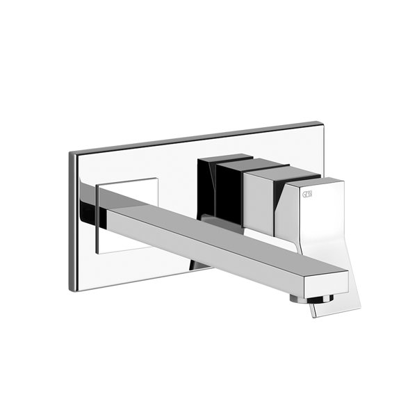 Gessi Rettangolo K, Fertigmontageset Einhebelmischer Waschtisch mit festem Auslauf, ohne Ablaufgarnitur, Ausladung 257mm, 53090735, Farbe: Metall Schwarz PVD von Gessi