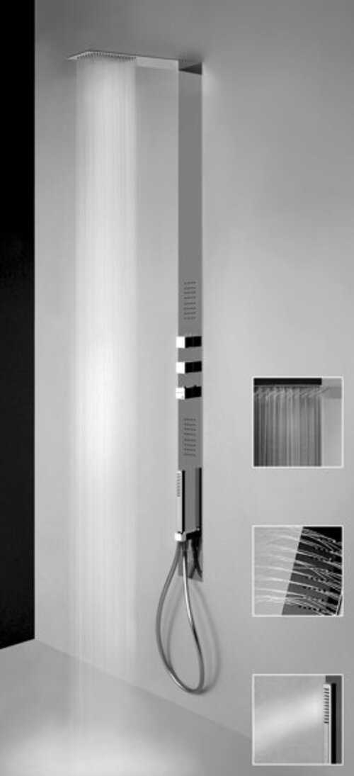 Gessi Tremillimetri Fertigmontageset für UP-Duschsäule, Quadro Griffe, Edelstahl Glanz, 39802238 von Gessi