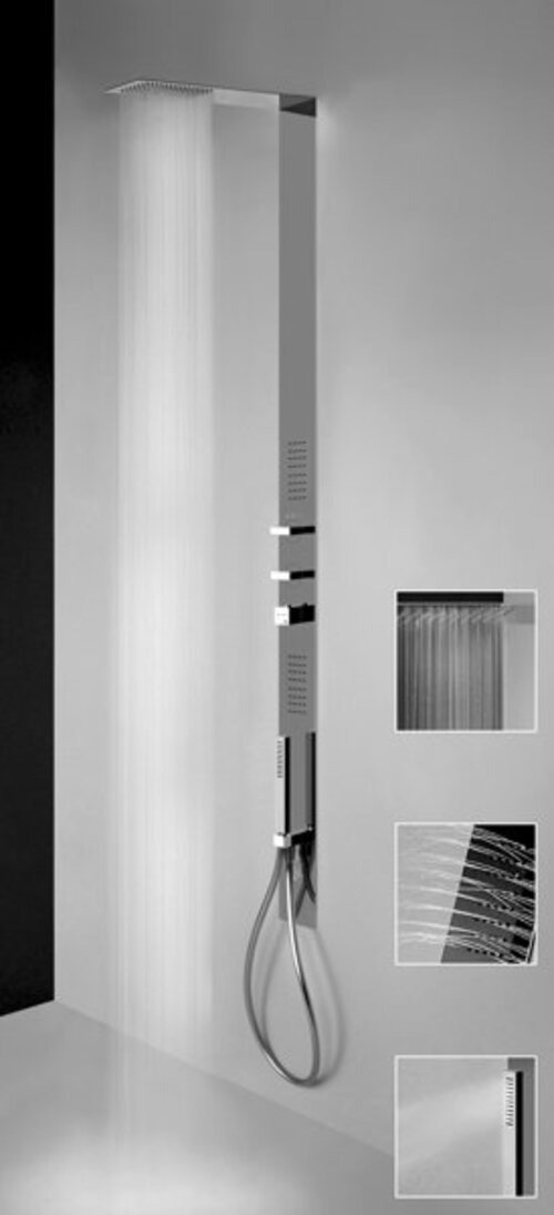 Gessi Tremillimetri Fertigmontageset für UP-Duschsäule, Rettangolo Griffe, Edelstahl Glanz, 39808238 von Gessi