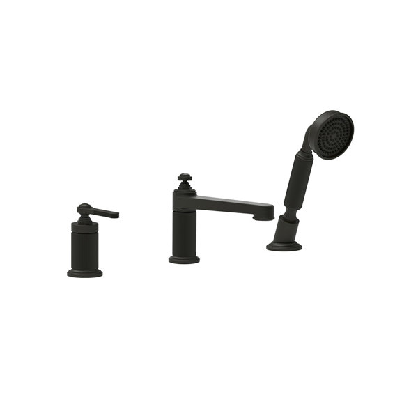 Gessi Venti20 3-Loch-Wannenarmatur, mit Auslauf, Umsteller, Schlauch u. Handbrause, 2-Wege, Ausladung 189mm, Wannenrandmontage, 65037, Farbe: Bronze Antik von Gessi