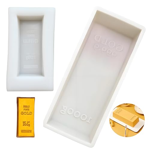 Silikon-Kuchenformen zum Backen, 2 Packungen 3D-Simulation Gold Schokoladenriegel-Formen, Hausgemachte Seifenform, Muffin, Pudding, Gelee, Süßigkeiten, Brownie und Käsekuchen von Gestionale Smarty