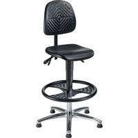 meychair Arbeitsdrehstuhl High-Level, Sitzhöhe 580-830 mm, Stahlbasis verchromt, Bodengleiter, Fußring von meychair