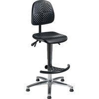 meychair Arbeitsdrehstuhl High-Level, Sitzhöhe 580-830 mm, Stahlbasis verchromt, Bodengleiter, Fußstütze von meychair