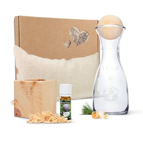 ZirbenErlebnis Geschenksbox Nr.3: Bio-Zirbenkissen mit Zirbenwürfel-Set und Zirbenkugel-Set von Zirbelino