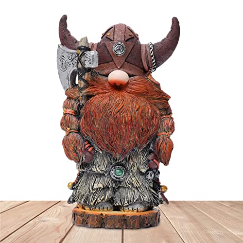 Gesuter Wikinger GNOME Statue, Victor Nordische Zwergzwergstatue, Outdoor Gartenzwerg Puppen Dekoration, Wikinger Axt Krieger Skulptur Ornamente von Gesuter