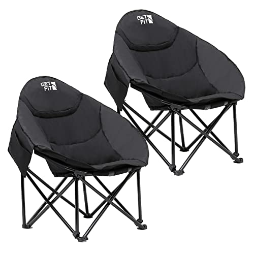 Get Fit Moon Campingstuhl, tragbarer Outdoor-Premium-Klappstuhl für Erwachsene, mit Magazintasche, Getränkehalter und Tragetasche, robuster Klappstuhl, Tragkraft von 130 kg von Get Fit