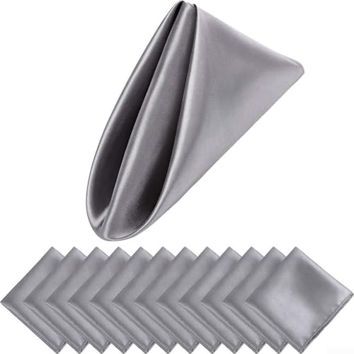 12 Stück Restaurant-Stoffservietten für elegante Dinnerpartys und Hochzeiten, 43,2 x 43,2 cm, Polyester-Servietten (grau) von Getdoublerich
