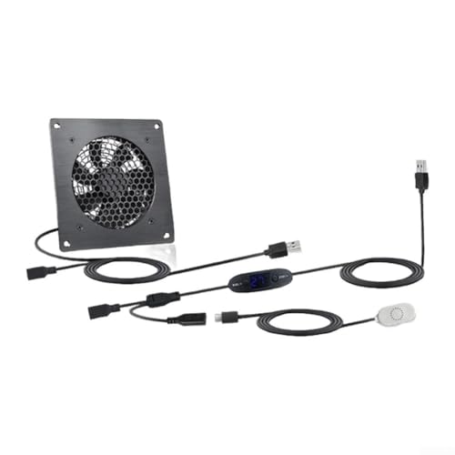 120 mm USB-Ventilator, 5 V, mit Temperaturregelung und mehreren Geschwindigkeiten, elektronischer Lüfter für Laptop/TV-Box/AV-Schrank/PS4/Router (FT10S122505EC (60 ℃) von Getdoublerich