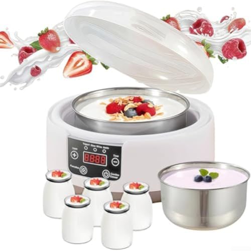 1200 ml Joghurtbereiter, einstellbare Temperatur und Zeit, probiotischer Joghurtbereiter mit 5 Gläsern, hausgemachte Joghurtbereiter mit LED-Anzeige und Timer (US-Vorschriften) von Getdoublerich