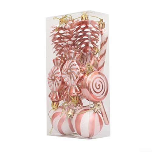 13 Stück Weihnachten Zuckerstangen Ornament Kunststoff Pfefferminz Zuckerstangen Weihnachtsdekorationen Xmas hängende Lutscher Muster Dekorationen (Roségold) von Getdoublerich