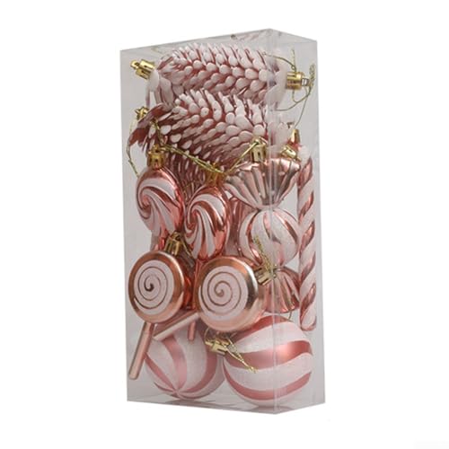 15 Stück Weihnachts-Süßigkeitenstangenornament, Xmas hängende Lutscher Muster Dekorationen Pfefferminz Weihnachtsdekoration für Weihnachten Urlaub Festival Dekor (Roségold) von Getdoublerich
