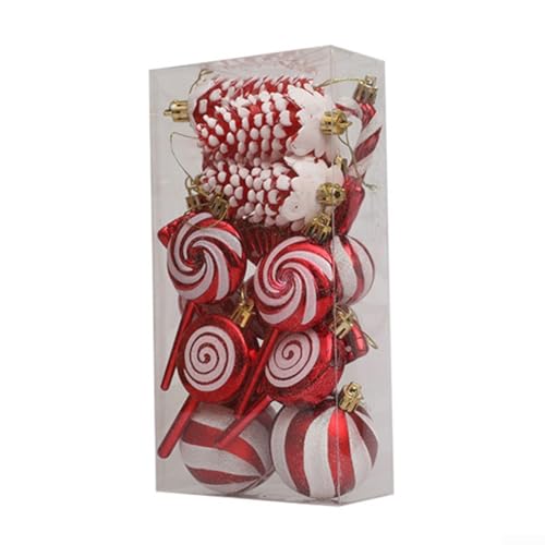 15 Stück Weihnachts-Süßigkeitenstangenornament, Xmas hängende Lutscher Muster Dekorationen Pfefferminz Weihnachtsdekoration für Weihnachten Urlaub Festival Dekor (rot) von Getdoublerich