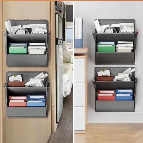 2 Stück Wohnmobil-Schuhaufbewahrung, mit großer tiefer Taschen-Wandhalterung für Wohnmobile, schmal, platzsparend, Schrank-Organizer (grau) von Getdoublerich