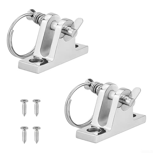 316 Edelstahl 2 Pack Deckscharniere für Marine Bimini Tops 90 Grad mit abnehmbarem 1/4 Zoll Pin Flat Base für sichere Deckinstallation von Getdoublerich