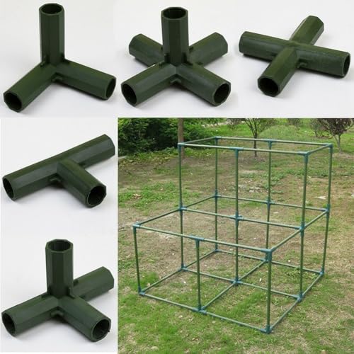 4 Stück Garten-Gewächshaus-Adapter Kunststoffverbinder für Gebäudestrukturen mit PVC und Metall (D) von Getdoublerich