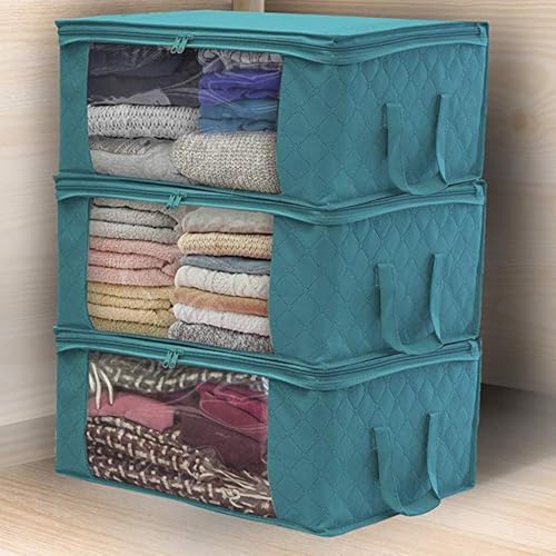 Aufbewahrungslösung unter dem Bett, faltbar, für Kleidung und Steppdecke, mit durchstoßfesten Einsätzen, Blau Aufbewahrungslösung unter dem Bett, faltbar, für Kleidung und Steppdecke, mit durchstoßfesten Einsätzen, Blau von Getdoublerich