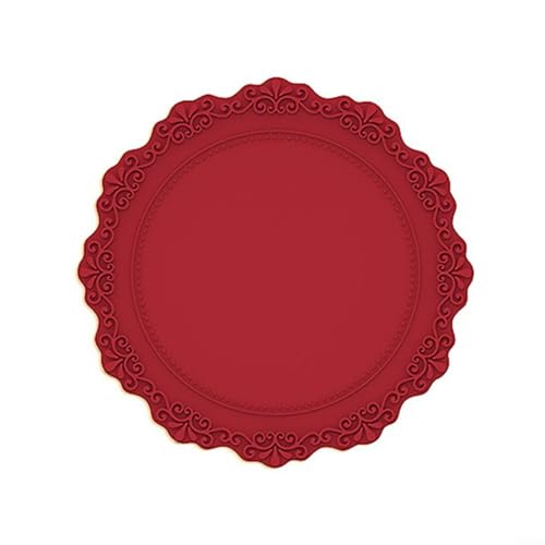 Dekoratives Silikon-Tischset mit Spitzen-Blumendetails für jeden Anlass (rot) von Getdoublerich