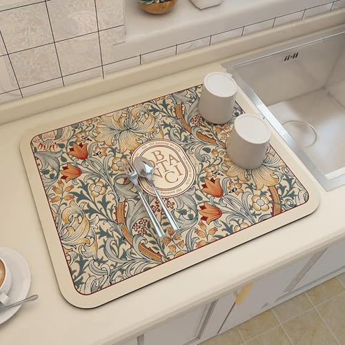 Doppelseitige, rutschfeste Abtropfmatte mit wasserabsorbierendem Mikrofasergewebe und Gummi-Rückseite, hitzebeständig und gepolstert zum Schutz von Küchenoberflächen und trockenem Geschirr (I) von Getdoublerich