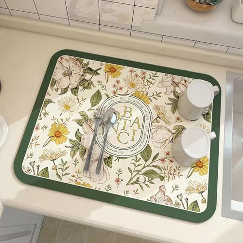 Doppelseitige, rutschfeste Abtropfmatte mit wasserabsorbierendem Mikrofasergewebe und Gummi-Rückseite, hitzebeständig und gepolstert zum Schutz von Küchenoberflächen und trockenem Geschirr (S) von Getdoublerich