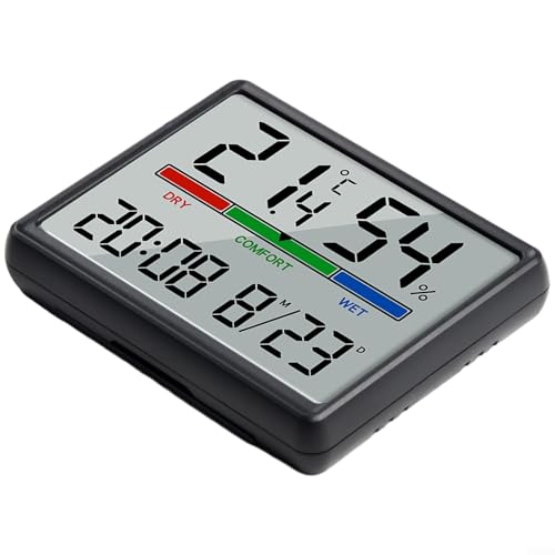 Elektronische Uhr mit großem Display und Temperatur und Luftfeuchtigkeit für Wohnzimmer oder Klassenzimmer (schwarz) von Getdoublerich