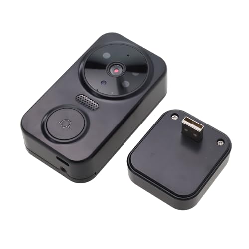 Für Smart Remote Video Türklingel mit Zwei-Wege-Audio für interaktive Heimüberwachung (schwarz) von Getdoublerich