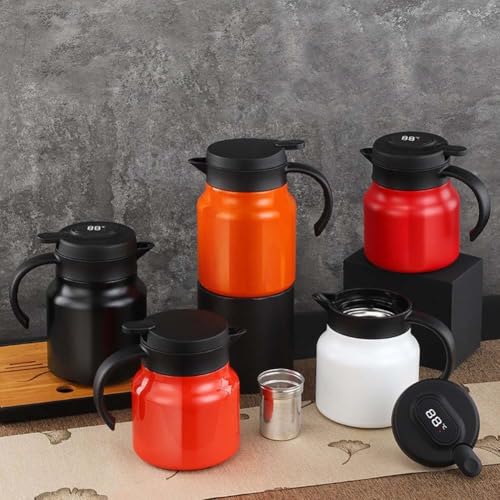 Funktionelle Edelstahl-Teekanne mit integriertem Teesieb, perfekt für Zuhause, Büro und Außenbereich (Orange) von Getdoublerich