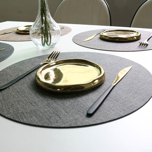 Getdoublerich 6er Set Runde Tischsets Leder Doppelseitig Hitzebeständig Isolierte Matte Wasserdicht Ölbeständig Isolierte Matte (Beige) von Getdoublerich