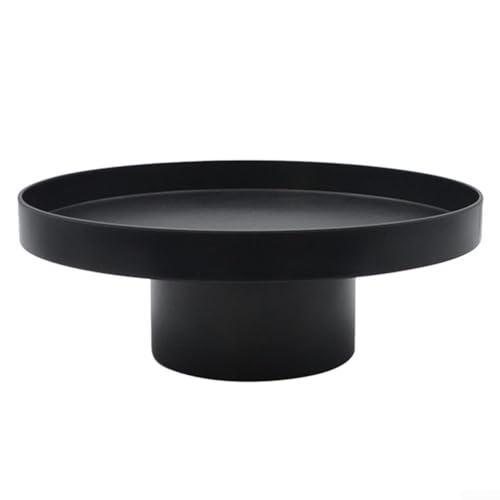 Getdoublerich Rundes Ablagetablett aus Acryl, Tee-, Lebensmittel-, Getränke-, Getränke-Platte, dekoratives Tablett, für Ablagetablett und dekorative Requisite (schwarz, L) von Getdoublerich