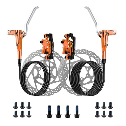 Komplettes hydraulisches Bremssystem mit 800 mm Vorderschlauch und 1400 mm Schlauch hinten für Radfahren (orange) von Getdoublerich
