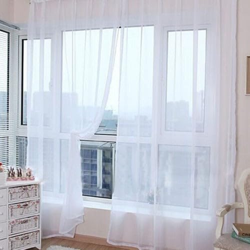 Leichter transparenter Voile-Vorhang, stilvoller Drapierschal für Türen und Fenster in verschiedenen Räumen, Weiß von Getdoublerich